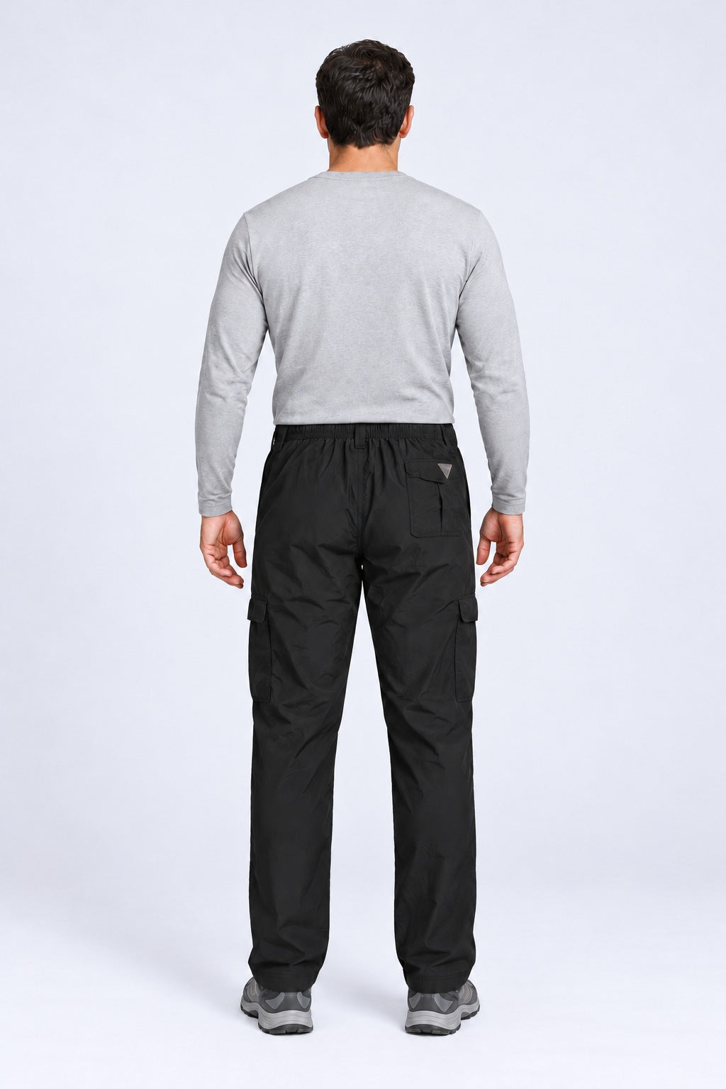 Calça Explorer Masculina com Elastano – Preto – corpo inteiro, de costas
