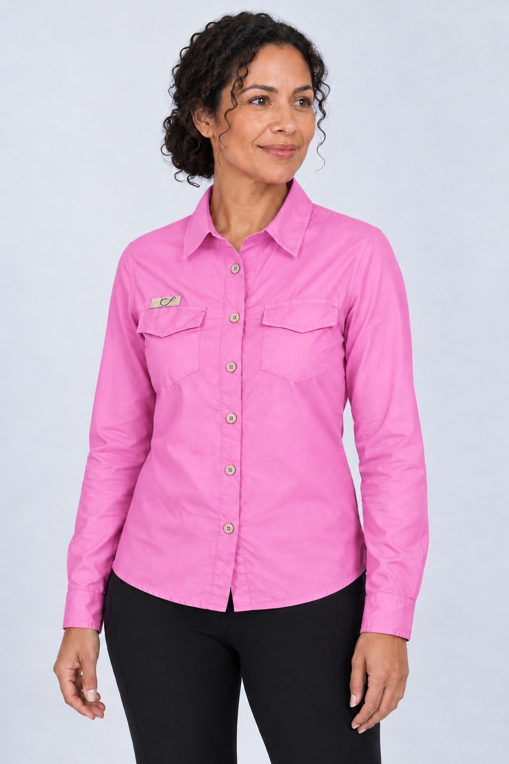 Camisa Adventure Feminina Manga Longa – Rosa – frente