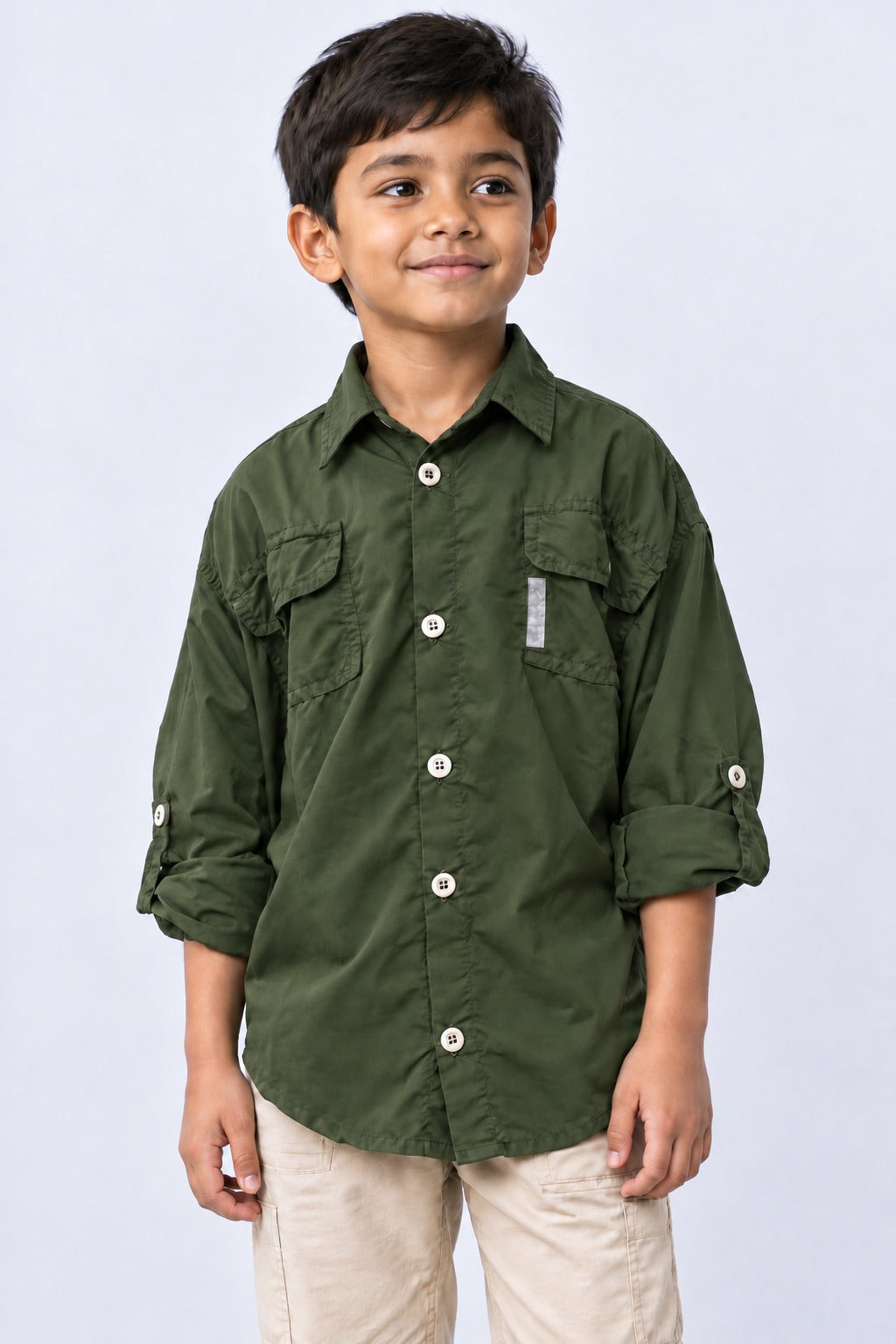 Camisa Adventure Infantil Manga Longa – Militar – frente