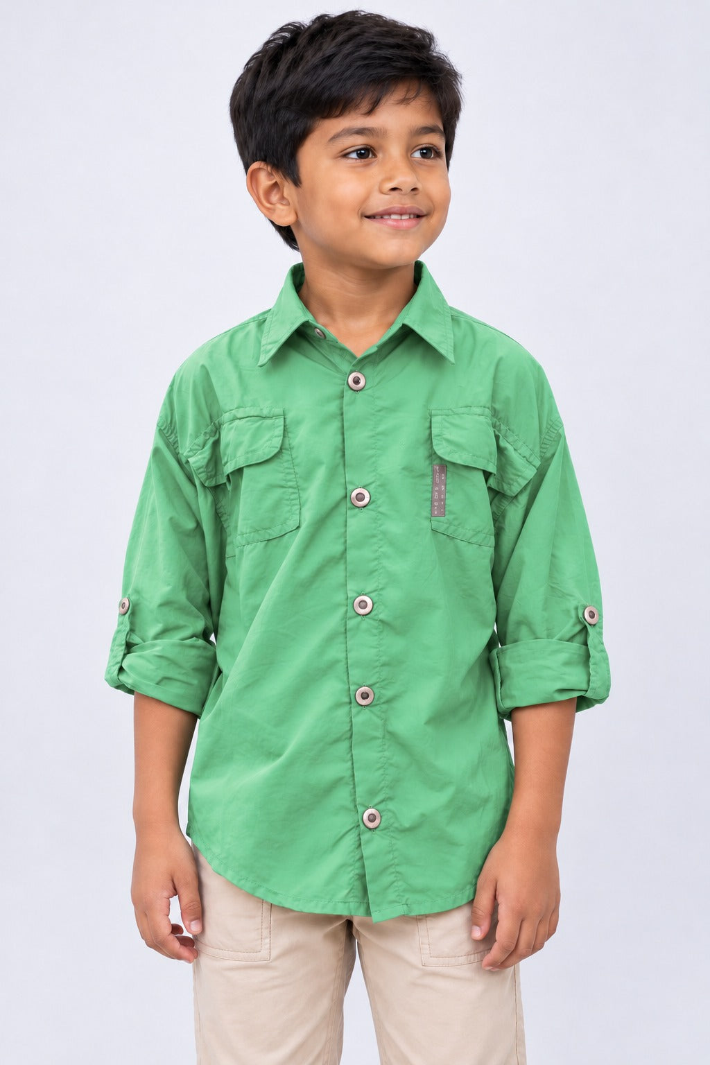 Camisa Adventure Infantil Manga Longa – Verde Água – frente