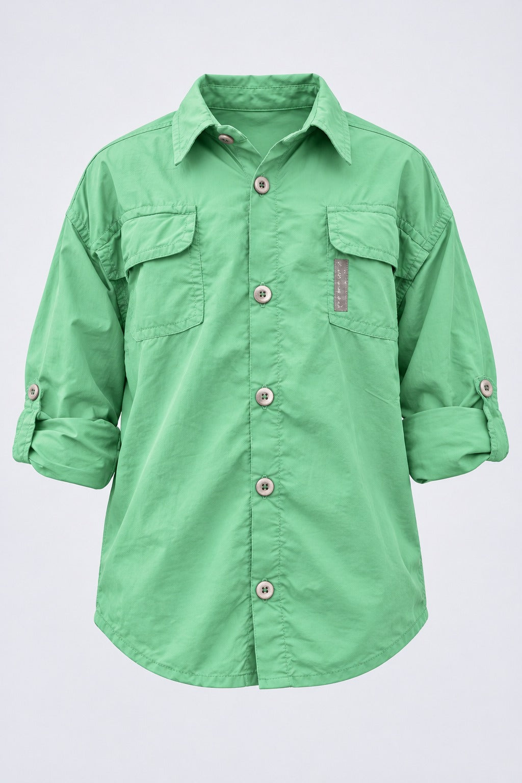 Camisa Adventure Infantil Manga Longa – Verde Água – peça, frente