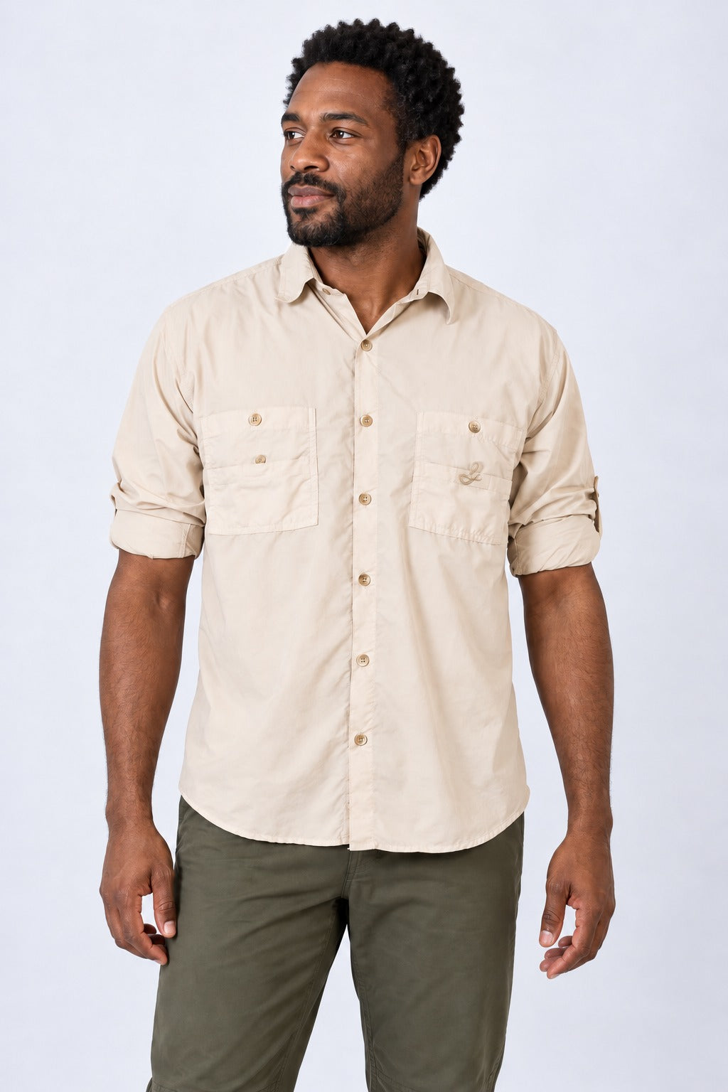 Camisa Adventure Masculina – Areia – frente