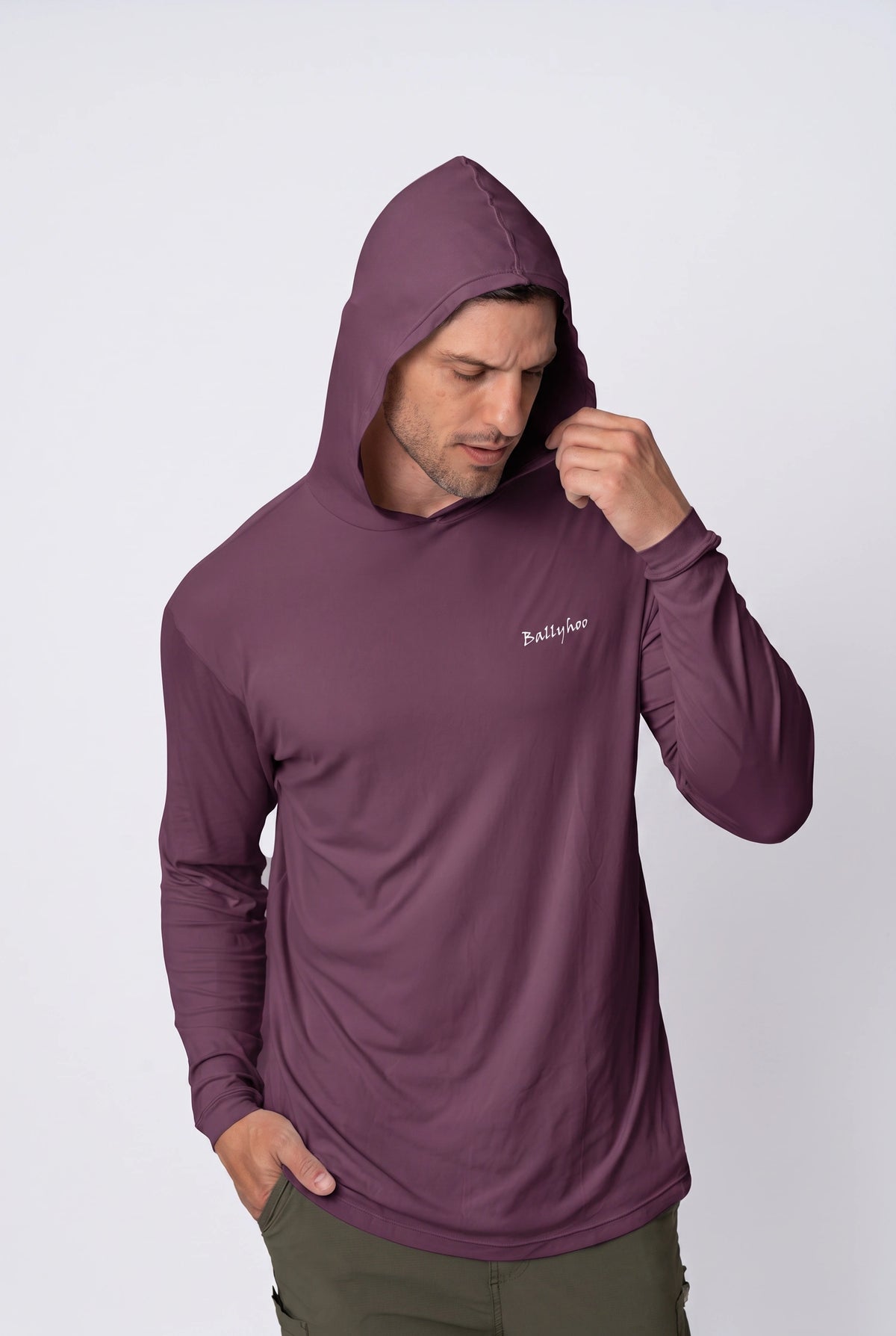Camiseta Catch Release Masculina com Capuz – Beringela – foto 2