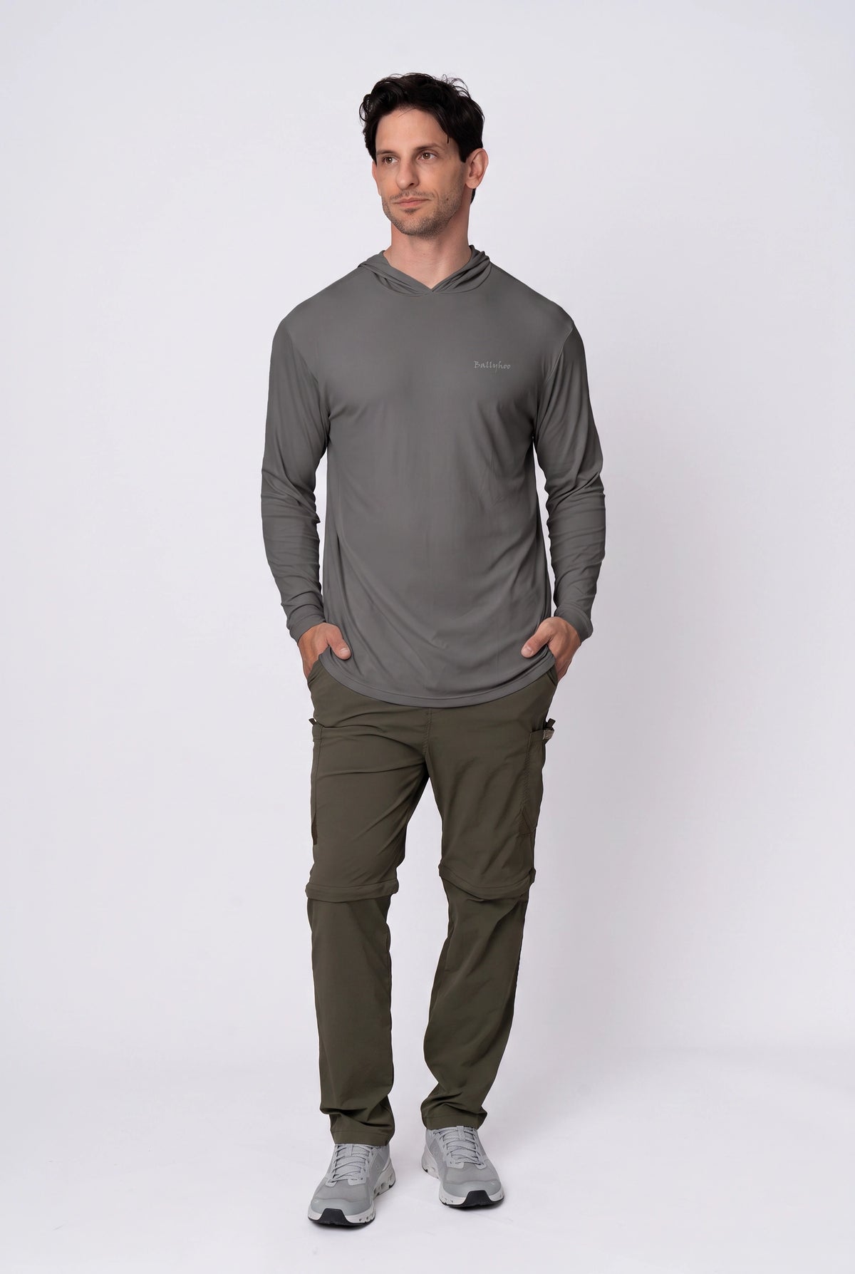 Camiseta Catch Release Masculina com Capuz – Cinza Escuro – foto 3
