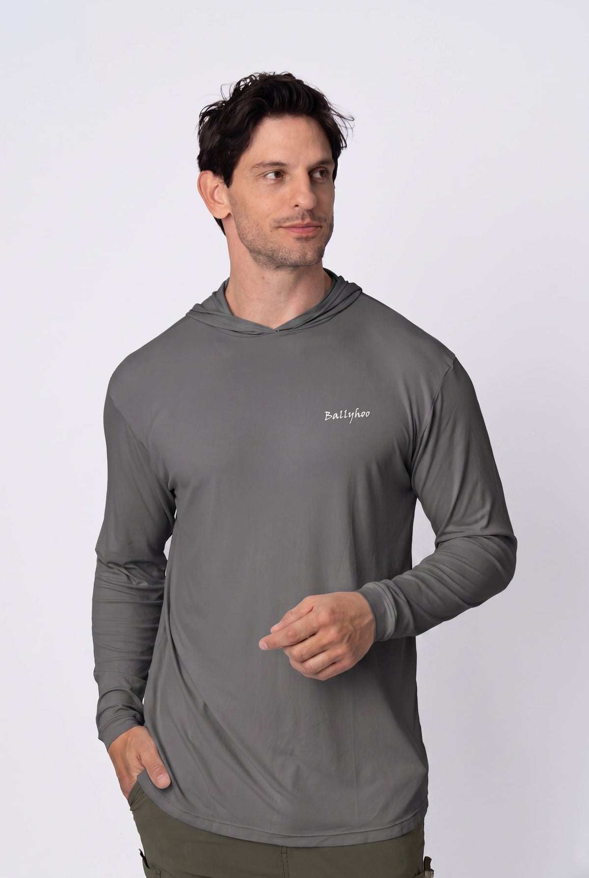 Camiseta Catch Release Masculina com Capuz – Cinza Escuro – foto 4