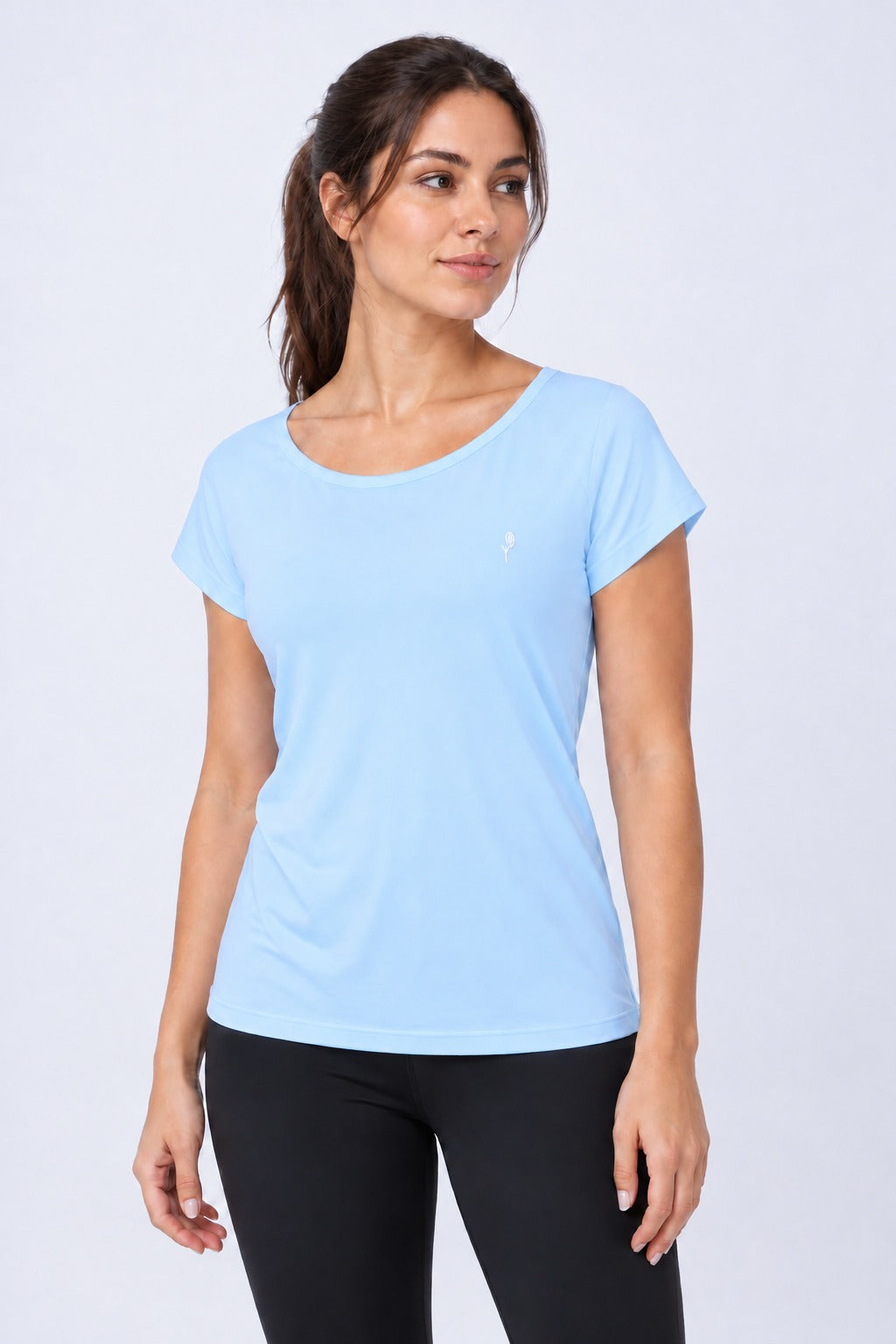 Camiseta Feminina Manga Curta – Azul Morning Glory – frente