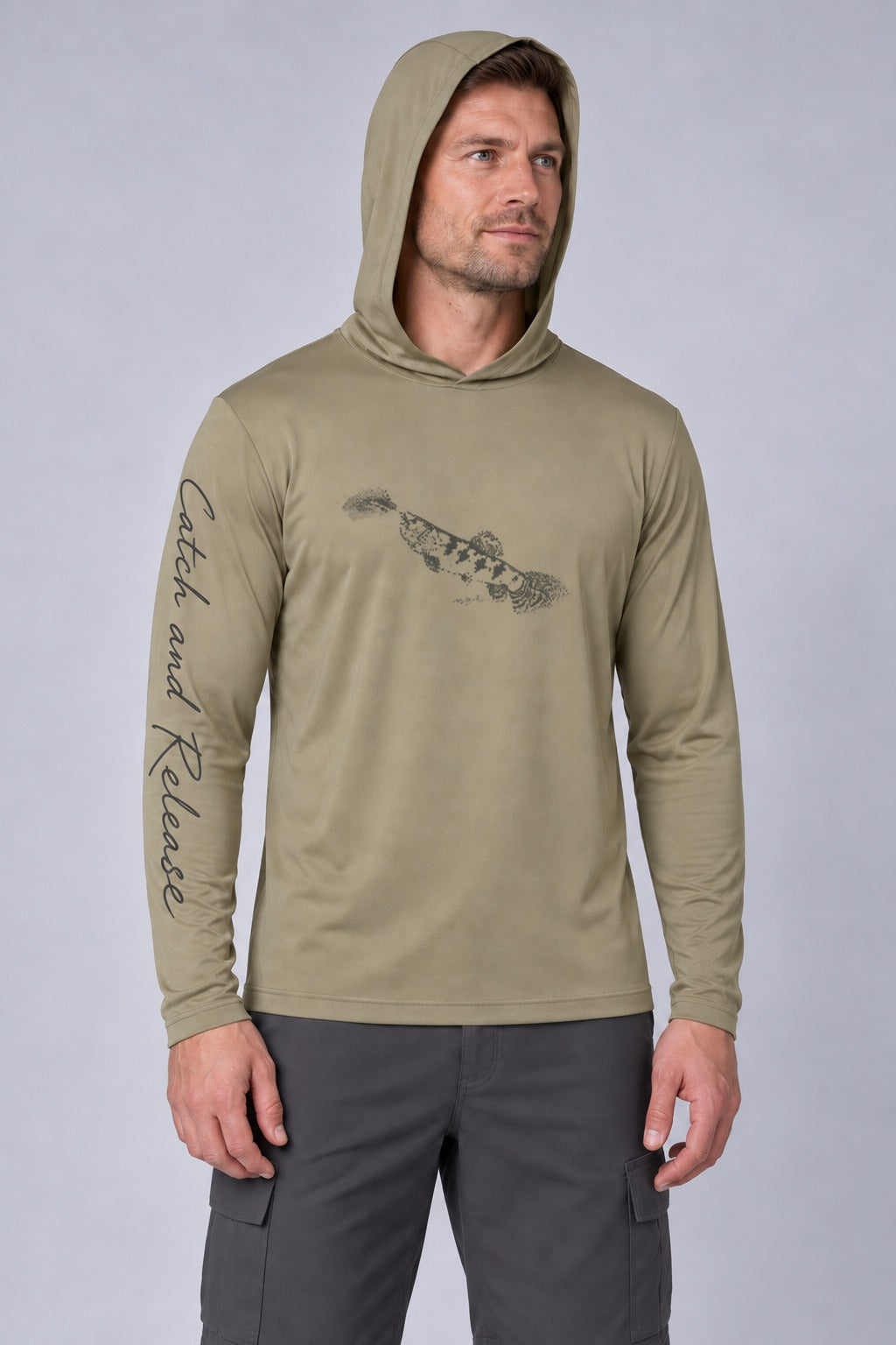 Camiseta Performance Masculina – Traíra Areia – frente