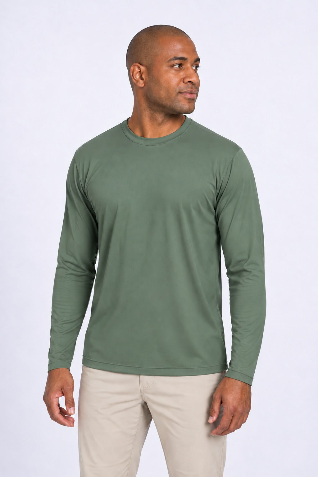Camiseta Performance Masculina – Verde Acinzentado – frente