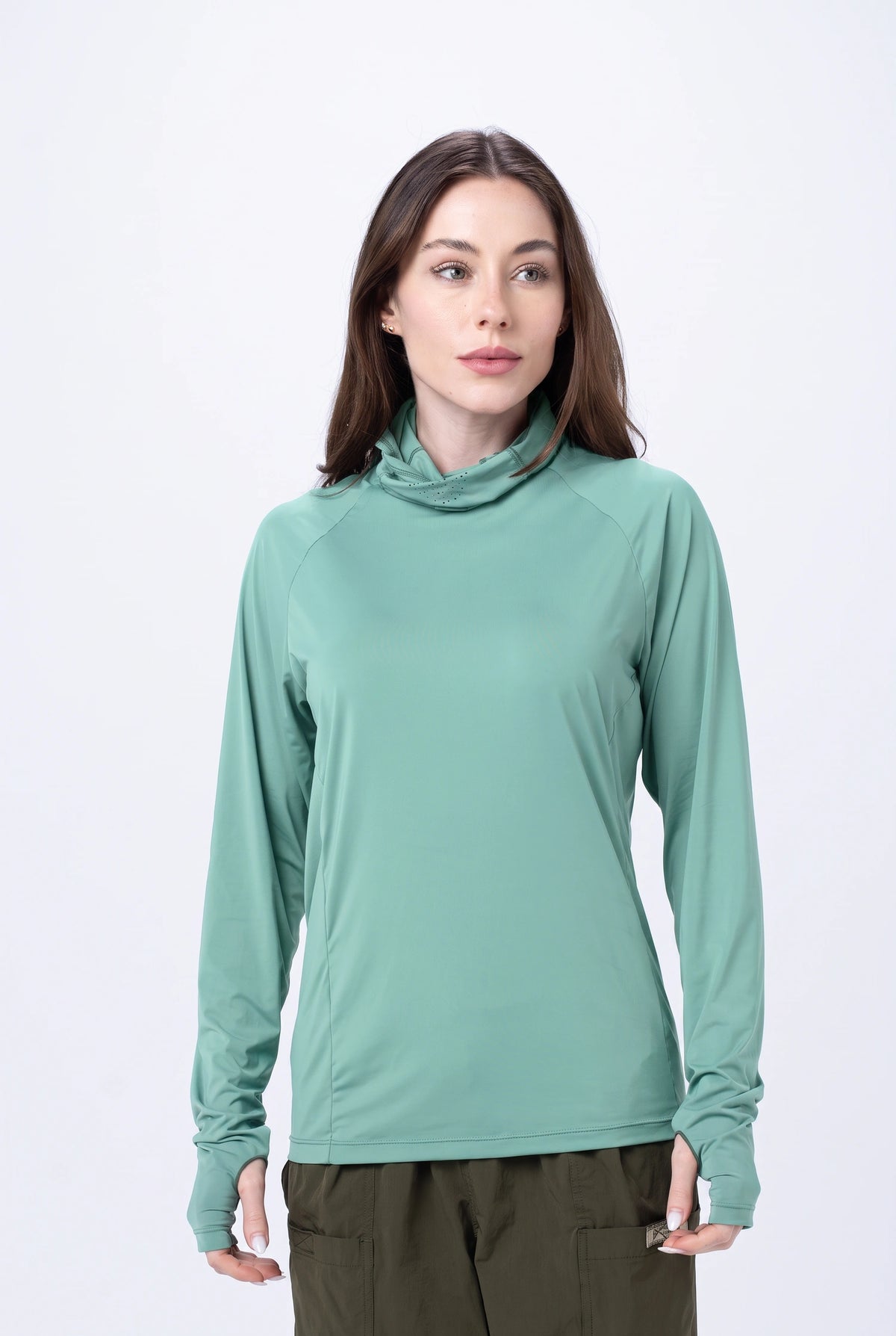 Camiseta Térmica Feminina Gola Alta – Verde Água – foto 5