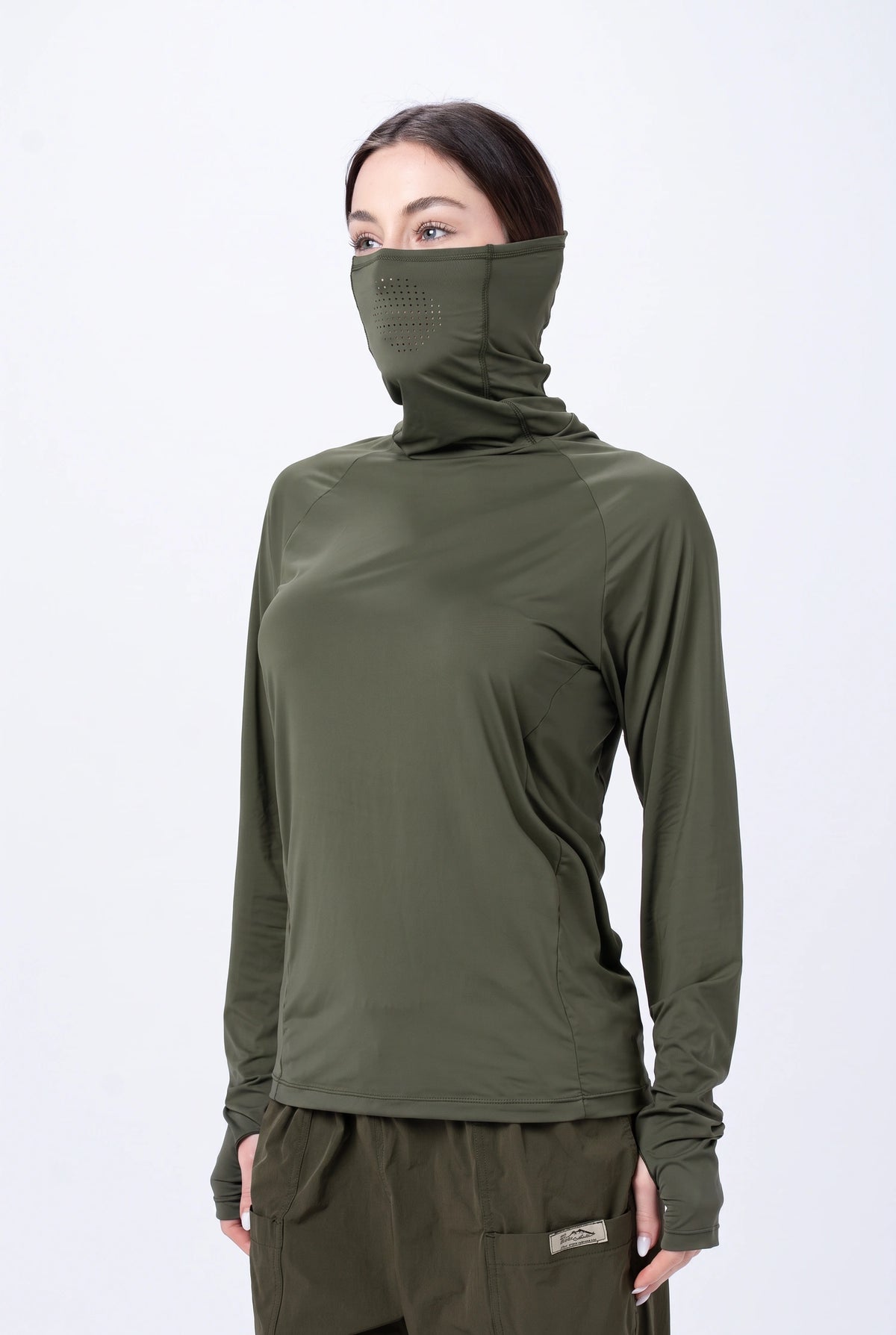 Camiseta Térmica Feminina Gola Alta – Verde Militar – foto 1