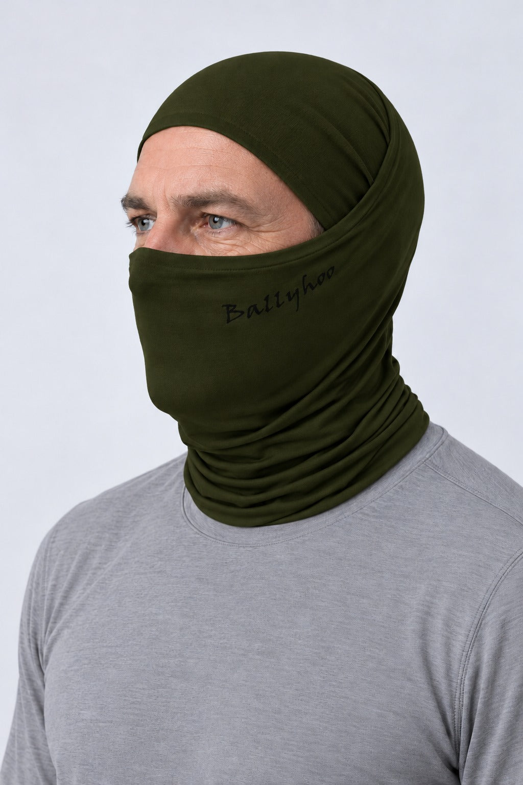 Bandana Performance Unissex – Militar – no rosto