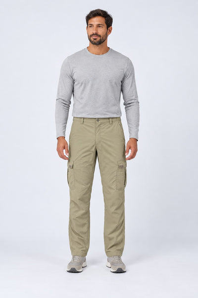Calça Explorer Masculina com Elastano – Areia – corpo inteiro, de frente