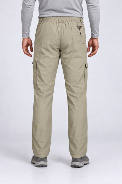 Calça Explorer Masculina com Elastano – Areia – de costas, do peito aos pés