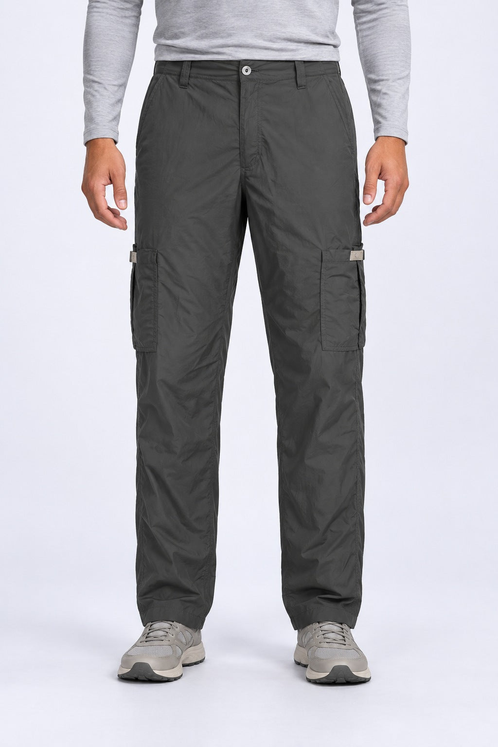 Calça Explorer Masculina com Elastano – Cinza – de frente, do peito aos pés