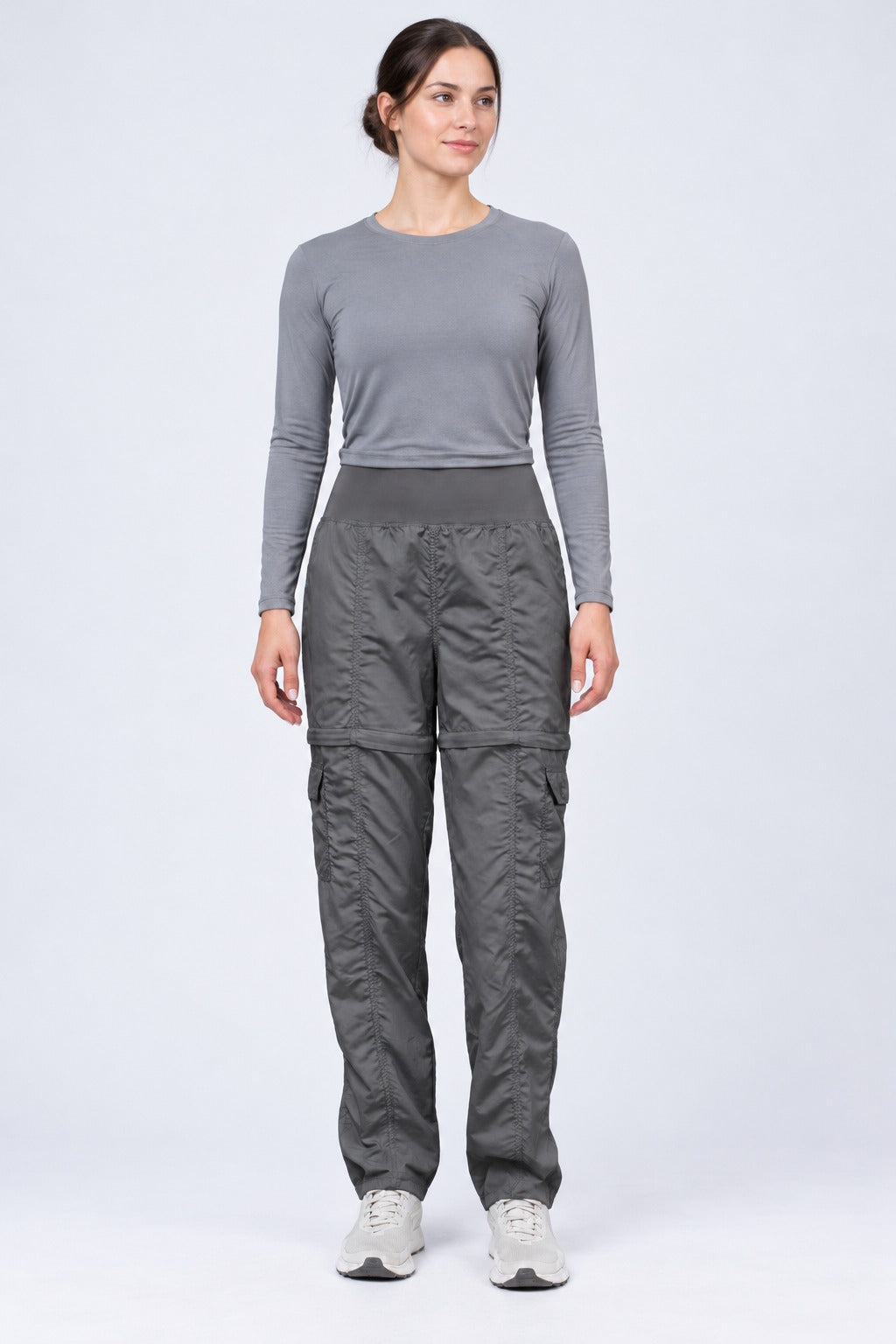 Calça Shorts Confort Feminina P roteção Solar Upf 50+ – Cinza Novo – corpo inteiro