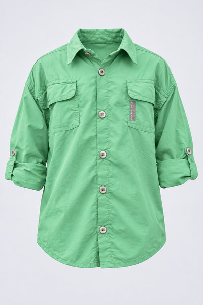 Camisa Adventure Infantil Manga Longa – Verde Água – peça, frente