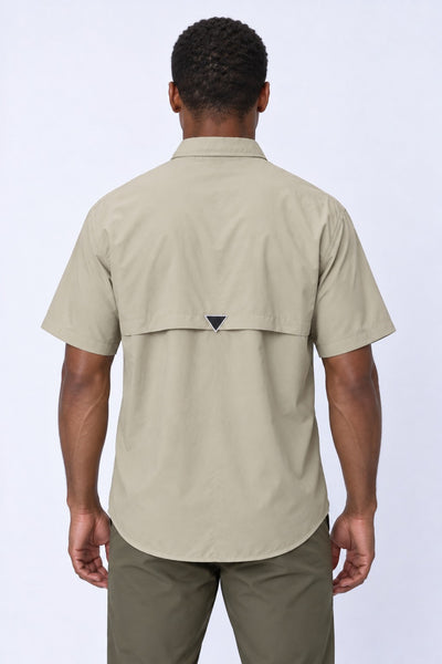 Camisa Adventure Masculina Manga Curta – Areia – costas