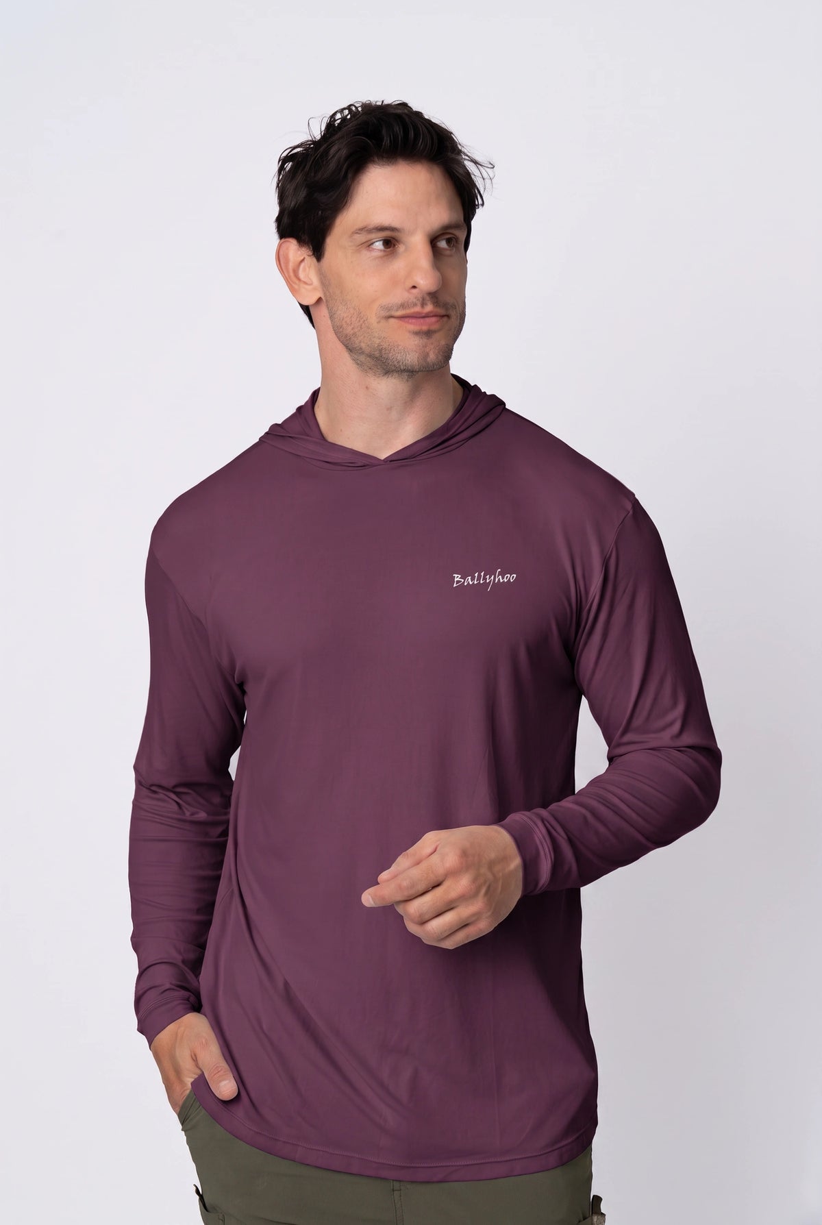 Camiseta Catch Release Masculina com Capuz – Beringela – foto 3