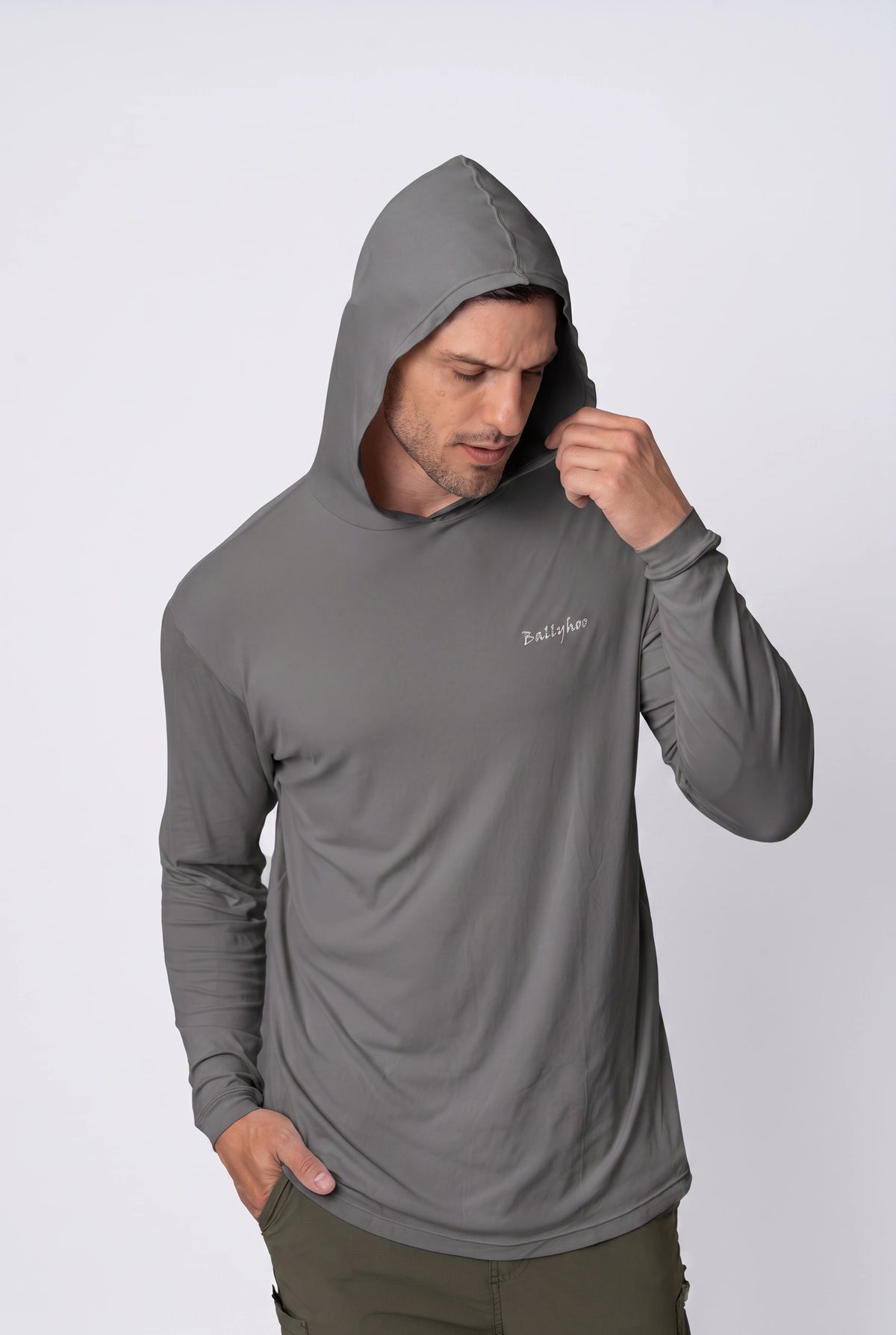Camiseta Catch Release Masculina com Capuz – Cinza Escuro – foto 1