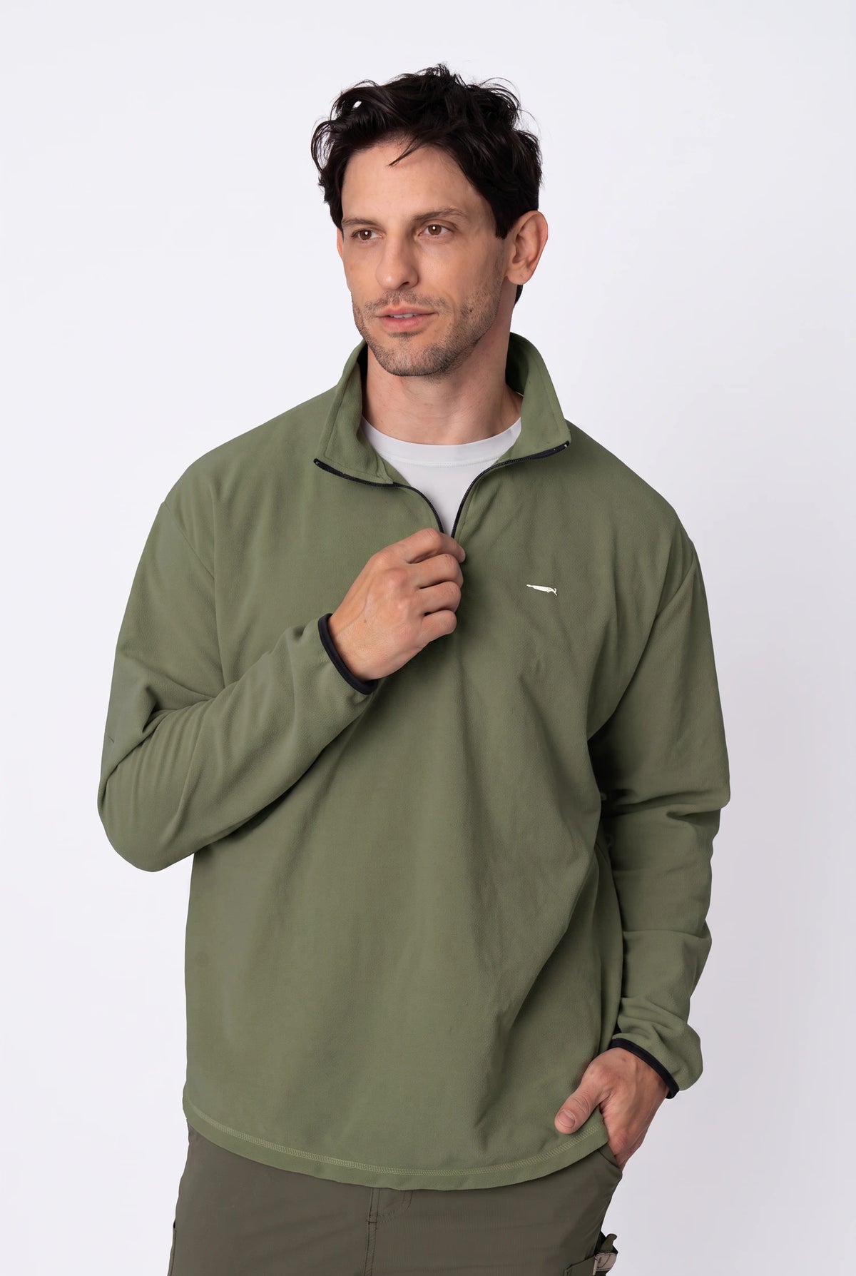 Camiseta Conforto Absoluto Fleece Masculina – Verde Militar – foto 1