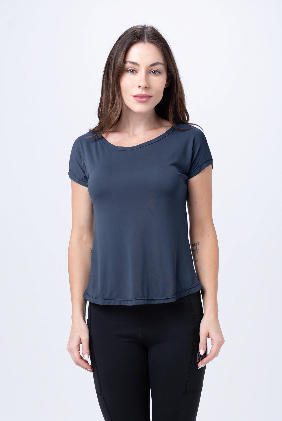 Camiseta Feminina Manga Curta – Azul Marinho – foto 3
