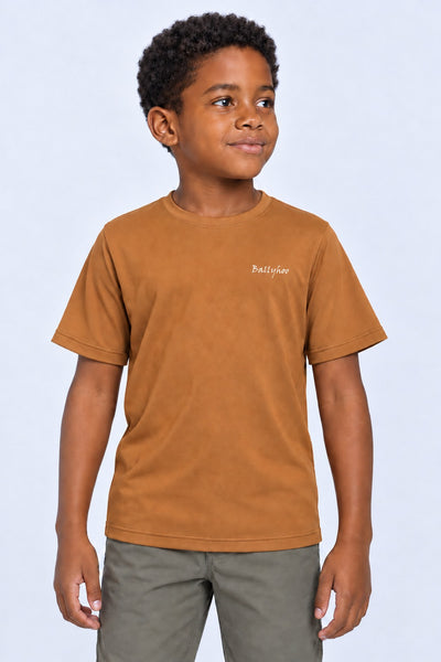 Camiseta Performance Infantil Manga Curta – Caramelo – frente