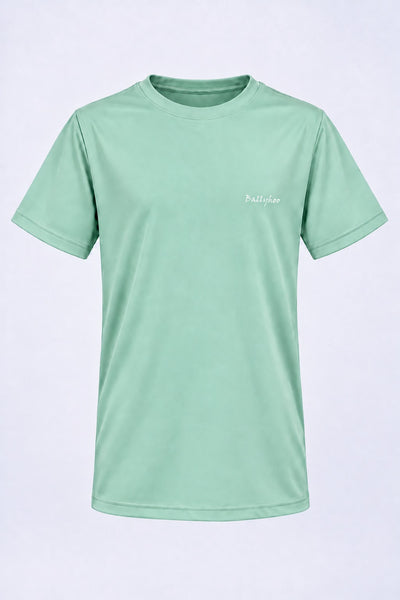 Camiseta Performance Infantil Manga Curta – Verde Água – peça, frente