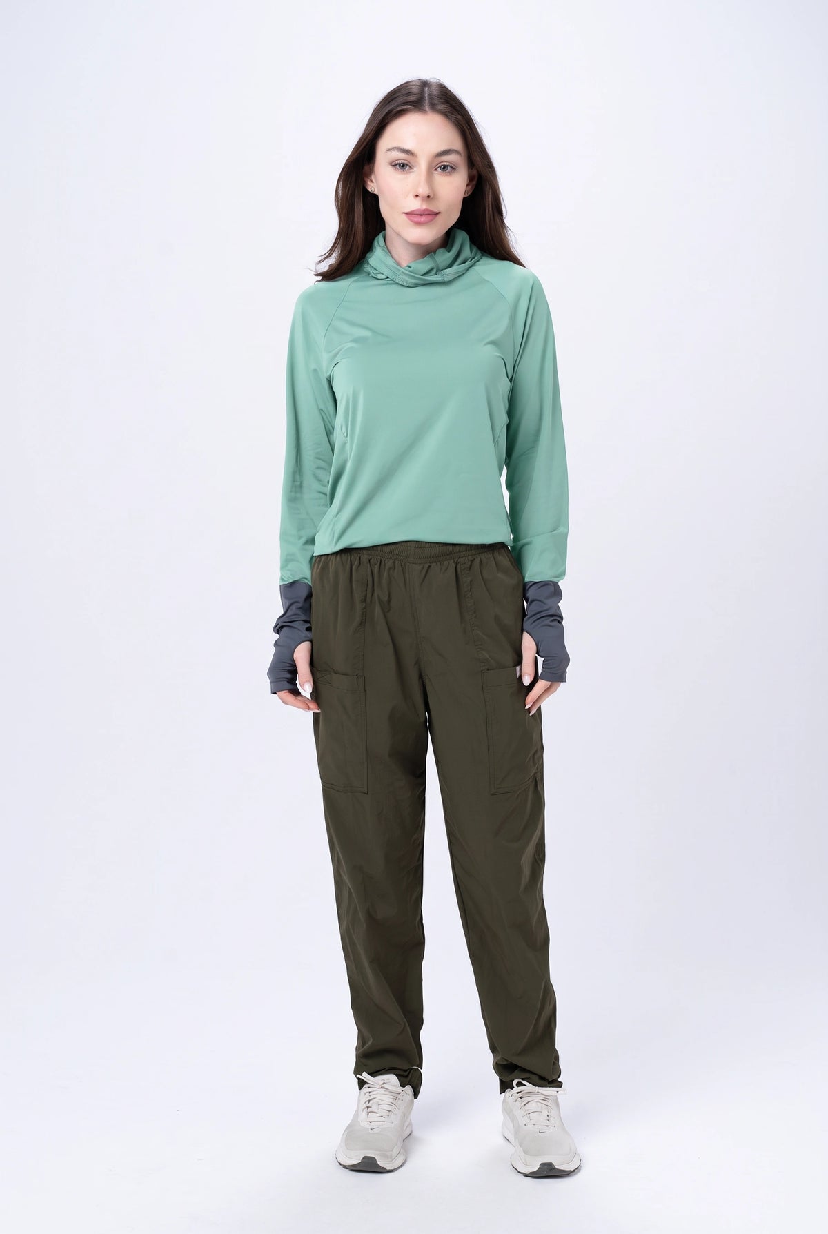 Camiseta Térmica Feminina Gola Alta – Verde Água – foto 2