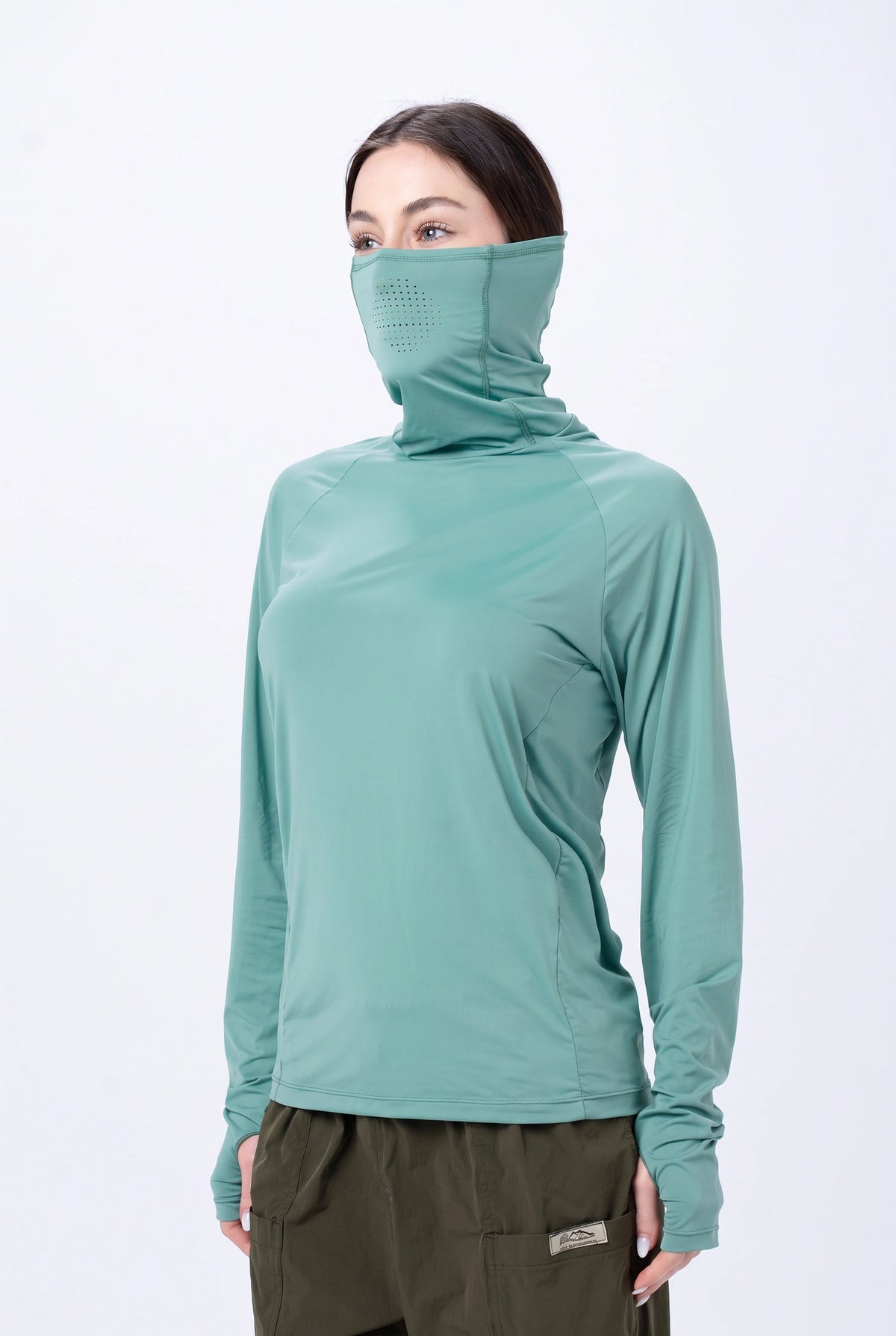 Camiseta Térmica Feminina Gola Alta – Verde Água – foto 3