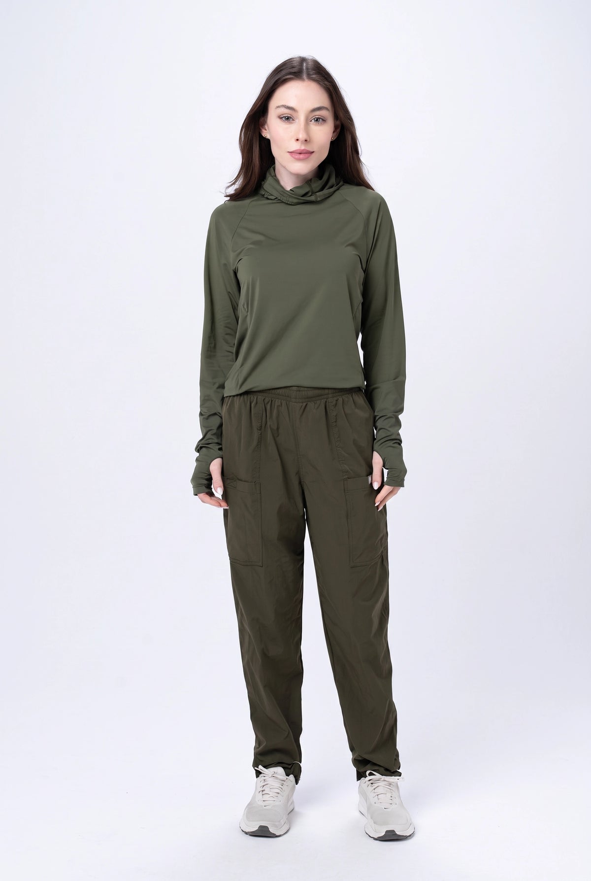 Camiseta Térmica Feminina Gola Alta – Verde Militar – foto 2
