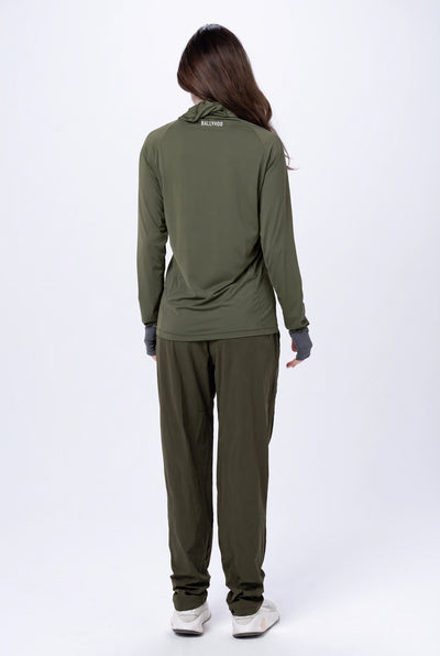 Camiseta Térmica Feminina Gola Alta – Verde Militar – foto 3